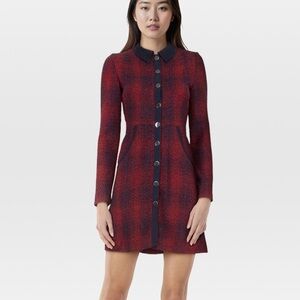 NWT! Maje Red and Black Long Sleeve Dress, Size 2